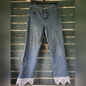 Custom Reworked St. John's Bay Jeans Sz 12 Lace Flow Bottoms